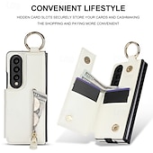 Недорогие Чехлы для Samsung-Чехол для Z Fold 6 Z Fold 5 Z Fold 4 Z Fold 3 с подставкой молнией и кармашком для карт ретро TPU PU кожа