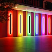 cheap Outdoor Wall Lights-Long Outdoor Waterproof Modern LED Acrylic Wall Lamp 15.7-70inch Color Light Optional IP65 LED Wall Mounted Lighting Fixture Rectangular Black Wall Lamp Elegant Frosted Acrylic Rust Proof AC85-265V