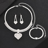 voordelige Sieradensets-Bruidssieradensets 3 Gesimuleerde diamant 1 Ketting 1 Armband Oorbellen Dames Klassiek Zoet Schattig Klassiek Hart Liefde Sieraden set Voor Bruiloft Halloween Lahja