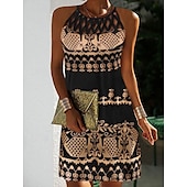 ieftine Rochii de soare-rochie lejeră damă rochie schimbătoare rochie mini negru verde albastru închis fără mâneci floral cu fâșii primăvară vară halter vintage aniversare zilnic rochie etnică 2023 s m l xl xxl 3xl