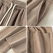 cheap Loose-Men&#039;s Dress Pants Corduroy Pants Trousers Casual Pants Drawstring Elastic Waist Straight Leg Plain Comfort Warm Full Length Outdoor Casual Daily Fashion Streetwear Black Khaki
