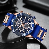 voordelige Quartz-horloges-crrju herenhorloges topmerk luxe quartz siliconen band sport waterdichte klok met lichtgevend quartzhorloge