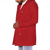 billiga Trenchcoat för män-Herr Peacoat Trenchcoat Dagligen Semester Höst vinter 50% bomull Håller värmen Ytterkläder Kläder Mode Klassisk Slät Ficka Huva Dubbelknäppt