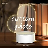 cheap Décor &amp; Night Lights-Personalized Light Up Photo Lamp Custom Valentines Heart Shaped USB Night Light Ideal for Valentine&#039;s Day and Anniversary Gift for Wife Husband or Lovers