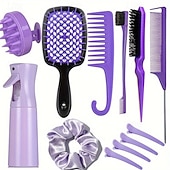 cheap Hair Styling Accessories-12pcs Complete Hair Styling Comb Set - Versatile Detangling &amp; Teasing Combs, Edge &amp; Rat Tail Brushes, Scalp Massager, Spray Bottle - Ideal for All Hair Types &amp; Daily Use