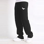 preiswerte Sweatpants-Herren Adler Jogginghose Jogger Thermohose Fleece-Jogginghose Elastischer Kordelzug in der Taille Brautkleider schlicht Alltagskleidung Tasche Hose mit geradem Bein Winter 3D-Druck Schwarz Dunkelblau