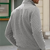 abordables Sudaderas Básicas_-Hombre Sudadera Negro Blanco Verde Oscuro Gris Claro Gris Oscuro Cuello Mao Bloque de color Jacquard Retazos Bolsillo Estriado Deporte Diario Festivos Poliéster Texturizado Ropa de calle Básico Casual