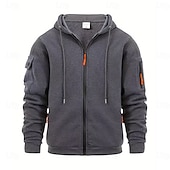 economico felpe con cappuccio da uomo di base-Per uomo Felpa con cappuccio Felpa con cappuccio a zip intera Felpa con cappuccio tattica Nero Blu marino Blu Cachi Grigio scuro Con cappuccio Liscio Sportivo Giornaliero Per eventi Streetwear