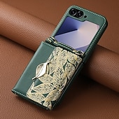 Недорогие Чехлы для Samsung-телефон Кейс для Назначение SSamsung Galaxy Z-флип 6 Кошелек для карт со стендом Магнитный с ремешком Ретро ТПУ Кожа PU