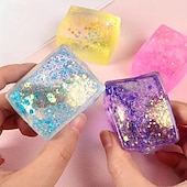 preiswerte Artikel zum Stressabbau-4 Aurora-Malzgummi-Eiswürfel – entspannendes Squishy-Spielzeug für Kinder &amp;Erwachsene, langsame Rückfederung der Tofutextur