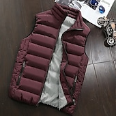 preiswerte Herren Steppweste-Herren Puffer Weste Weste Täglich Verabredung Urlaub Modisch Brautkleider schlicht Herbst Winter Tasche Polyester warm halten Komfortabel Glatt Gesteppt Reisverschluss Ständer Regular Fit Schwarz