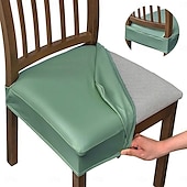 cheap Chair Cover-Waterproof PU Leather Seat Covers for Dining Room Stool Chair Cover Geometric Printed Polyester Slipcovers