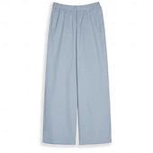 abordables Ensembles-Ensembles en coton et lin pour femmes, ensembles deux pièces, couleur unie, mode, col rond, rue, quotidien, 2 pièces, blanc, bleu, kaki, gris, printemps et automne