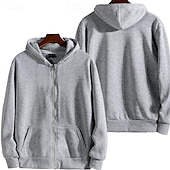 olcso férfi alapvető pulóverek-Férfi Uniszex Zip Up kapucnis pulóver Pulóver Teljes cipzáros kapucnis Gyapjú pulóver Fekete Arcpír rózsaszín Khakizöld Szürke Kapucni Sima Becipzároz Kollázs Sport &amp; Szabadtéri Napi Szabadság