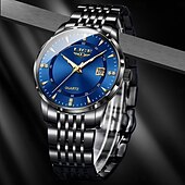 cheap Quartz Watches-LIGE Men Quartz Watch Minimalist Calendar Stainless Steel Watch