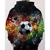 billiga Pojkens 3D Sporter &amp; Spel-Pojkar 3D Grafisk Fotboll Huvtröja Långärmad Vår Höst Mode Streetwear Barn 4-12 år Huva Utomhus Ledigt Dagligen Normal