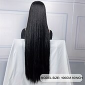 economico Parrucche da festa-parrucca lunga e liscia - fibra sintetica resistente al calore con frangia o riga in mezzo - perfetta per feste di carnevale e cosplay - parrucca da donna alla moda