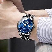 cheap Quartz Watches-LIGE Men Quartz Watch Minimalist Calendar Stainless Steel Watch