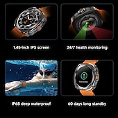 ieftine Ceasuri Smart-ceas inteligent 1,45 inch smartwatch fitness ceas alergare bluetooth pedometru memento de apel tracker activitate compatibil cu Android ios femei bărbați standby lung apeluri mâini libere rezistent la apă