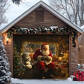 tanie Osłony drzwi garażowych na Boże Narodzenie-Boże Narodzenie na zewnątrz garaż drzwi pokrywa xmas baner święty mikołaj centrum handlowe duże tło świąteczne dekoracja na święta zewnętrzne garaż drzwi dekoracje ścienne domu