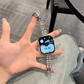 baratos Pulseiras de Apple Watch-Pulseira de joias Compatível com Pulseira Apple Watch 38mm 40mm 41mm 42mm 44mm 45mm 49mm Bling Diamond Ajustável Respirável Lega pulseira de substituição para iwatch Ultra 2 Series 9 8 7 SE 6 5 4 3 2