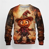 levne Chlapecké halloweenské kostýmy-předvečer Všech svatých Chlapecké 3D Grafika Komiks Dýně Mikina Dlouhý rukáv Jaro Podzim Módní Základní Polyester Děti 4-12 let Tričkový Venkovní Ležérní Denní Běžný