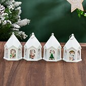 ieftine Lumini de Craciun-decor de Crăciun lumina de noapte cadou strălucitor de Anul Nou lanternă retro pandantiv brad de Crăciun decor de masă elemente de recuzită de vacanță 1buc