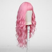 voordelige Synthetische trendy pruiken-Synthetische pruiken Uniformen carrière Kostuums Prinses Gekruld Golvend Middelste stuk Gelaagd kapsel Machinegemaakt Pruik 61.0 cm Roze + Rood Synthetisch haar Dames Cosplay Feest Modieus Roze