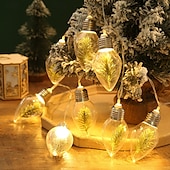 abordables Guirlandes lumineuses à piles-Guirlande lumineuse de Noël avec ampoules, flocons de neige, roses, 1,5 m, 10 LED, alimentée par batterie, décoration intérieure et extérieure pour la maison, fête du Nouvel An, décoration d&#039;arbre de