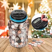 abordables Suministros para la fiesta-Alcancía digital para contar dinero con capacidad para 800 monedas, perfecta para niños, funciona con pilas (no incluidas), se adapta a todas las monedas de EE. UU. Regalo para Halloween, Acción de