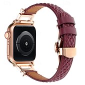 billiga Apple Watch-band-Läderband Kompatibel med Apple Watch klockband 38mm 40mm 41mm 42mm 44mm 45mm 49mm Elastisk Bling Diamond Fjärilsspänne Äkta Läder Strass Ersättningsurband för iwatch Ultra 2 Series 9 8 7 SE 6 5 4 3 2