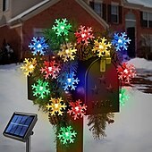 baratos Luzes solares de corda-Luzes de corda de fada à prova d&#039;água de floco de neve de natal com led solar 30/50/100 led 8 modos de iluminação para áreas externas quintal jardim feriado jardim casamento festa de ano novo