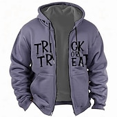Men's Spooky Halloween Trick or Treat Graphic Full Zip Hoodie 16