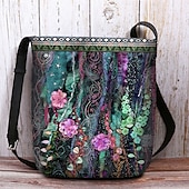 levne Tašky přes rameno-dámská bohémská květinová vyšívaná crossbody kabelka, umělecká ručně vyrobená taška přes rameno s barevným květinovým vzorem, ideální pro běžné nošení a festivaly