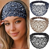 economico Accessori per acconciature-Set da 3 pezzi di eleganti fasce larghe con perline floreali per donna - accessori per capelli alla moda, perfetti per un abbigliamento casual
