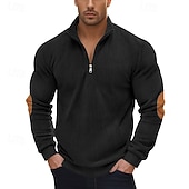 abordables Sweat-shirts basiques-Homme Sweat-shirt Sweat-shirt quart de fermeture éclair Abricot Noir Vert Véronèse bleu marine Gris Demi-zip Bloc de Couleur Patchwork A côtes Texturé Sport &amp; Loisir Quotidien Fête Polyester Velours