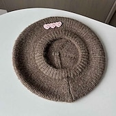 cheap Party Hats-Hats Polyester Beret Hat Floppy Hat Valentine&#039;s Day Casual Holiday Tea Party Ladies Day Elegant Vintage Simple With Bows Pure Color Headpiece Headwear