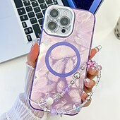 cheap iPhone Cases-Phone Case For iPhone 16 Pro Max Plus iPhone 16 Pro Max iPhone 15 iPhone 15 Pro Max iPhone 14 Pro Max iPhone 13 Pro Max Back Cover Magnetic Support Wireless Charging with Wrist Strap Retro Plating