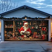 tanie Osłony drzwi garażowych na Boże Narodzenie-Boże Narodzenie na zewnątrz garaż drzwi pokrywa xmas baner święty mikołaj centrum handlowe duże tło świąteczne dekoracja na święta zewnętrzne garaż drzwi dekoracje ścienne domu