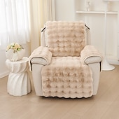 cheap Recliner Chair Cover-Plush Recliner Slipcover Home Faux Fur Fluffy Recliner Chair Slipcover Non Slip Back Fuzzy Fluffy Reclining Couch Cover Soft Comfort Sofa Slipcover Washable Furniture Protector