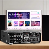 お買い得  パソコン＆オフィス-高出力ホームアンプ 12v/110v/220v 4チャンネル ブルートゥース 5.0 イコライザー 車 屋外 カラオケ USB/SD カード再生をサポート