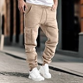 baratos Calças Desportivas-Homens Calças Cargo Calças Calça de moletom cargo Cintura elástica Bolso multi Punho com Elástico Tecido Vestível Ao ar livre Diário Acampar e Caminhar Moda Clássico Preto Amarelo