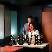 economico Luci decorative-luci a led per alfabeto e marquee arabe, lettere nere alimentate a batteria led per eventi, matrimoni, feste, compleanni, casa, bar, nuovo design, nero fresco