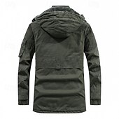preiswerte Herrenjacken &amp; Herrenmäntel-Herren Winterjacke Fleecejacke Freizeitjacke Täglich Urlaub warm Tasche Vlies Herbst Winter Glatt Modisch Strassenmode Mit Kapuze Standard Schwarz Khaki Armeegrün Jacken