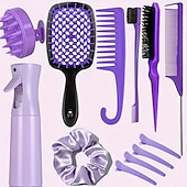 cheap Hair Styling Accessories-12pcs Complete Hair Styling Comb Set - Versatile Detangling &amp; Teasing Combs, Edge &amp; Rat Tail Brushes, Scalp Massager, Spray Bottle - Ideal for All Hair Types &amp; Daily Use