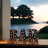 economico Luci decorative-luci a led per alfabeto e marquee arabe, lettere nere alimentate a batteria led per eventi, matrimoni, feste, compleanni, casa, bar, nuovo design, nero fresco
