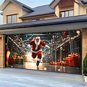 tanie Osłony drzwi garażowych na Boże Narodzenie-Boże Narodzenie na zewnątrz garaż drzwi pokrywa xmas baner święty mikołaj centrum handlowe duże tło świąteczne dekoracja na święta zewnętrzne garaż drzwi dekoracje ścienne domu
