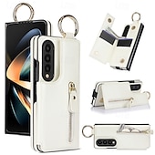 Недорогие Чехлы для Samsung-Чехол для Z Fold 6 Z Fold 5 Z Fold 4 Z Fold 3 с подставкой молнией и кармашком для карт ретро TPU PU кожа