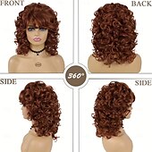 cheap Historical Wigs-Easy-Style Heatproof Synthetic Wig - Bob with Bangs Lush Curls Perfect for Daily Wear &amp; Special Occasions Natural Look