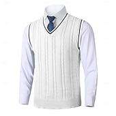 preiswerte Herrenpullover-Herren Pullunder Pullover Kleid Pullover Strickpullover Gerippt Gedrehtes Stricken Standard Strick Glatt V Ausschnitt warm halten Moderne zeitgenössische Freizeitskleidung Ausgehen Bekleidung Herbst